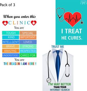 Wall gallery 45.72 cm Decorative Doctor Clinic Poster Under budget Doctors Quote Glowing Combo12*18inc Self Adhesive Sticker