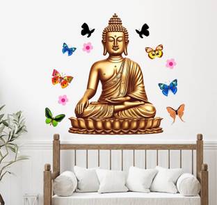 RehanDecors 58 cm Gautam Buddha Wall Sticker and Murals Size -16X19 Inches Removable Sticker