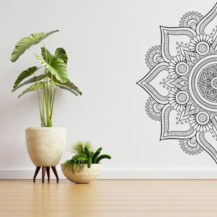 Inkfence 110 inch Monochrome Mandala Wall Sticker Self Adhesive Sticker