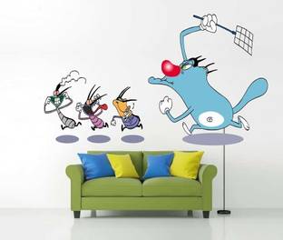parth decor 102 cm Oggy and the Cockroaches Wall Sticker Self Adhesive Sticker