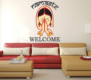 WALLDECORS 60.96 cm NAMASTE WELCOME GIRL IMAGE Self Adhesive Sticker