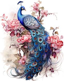 CreativeEdge 61 cm peacock on tree Self Adhesive Sticker