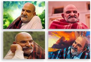 PRINTHUBS 45 cm Neem Karoli Baba Poster For Room Home office Gym Wall Decor (Size 12x18 Inch) Self Adhesive Sticker