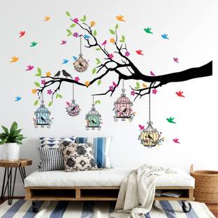 KgnDesigns 58 inch treebranch sticker multicolor beautifull sticker Self Adhesive Sticker