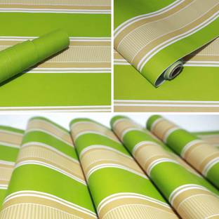 Wallmonks 1000 cm Lines & Stripes Green Self Adhesive Sticker