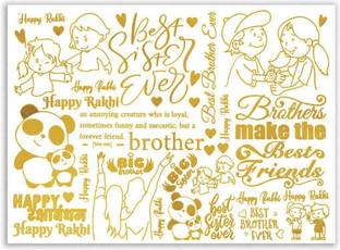 Joy Art 15 cm A5 Rakhi 3.0 Metal Premium Golden Color Sticker Sheet Resin & DIY Craft Self Adhesive Sticker