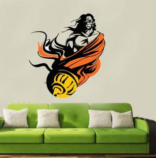 GLOBAL GRAPHICS 18 cm angry hanuman wall decal sticker for car home glass décor (pvc vinyl ) Self Adhesive Sticker
