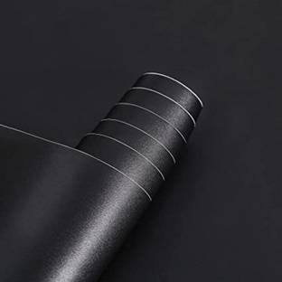 Pia Creations 304.8 cm Simple Black Matte Easily Removable Waterproof Wallpaper (304.8 x 45.72 cm) Self Adhesive Sticker