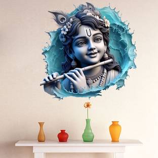 LAKSHIT ENTERPRISES 50 cm little krishna god Krishna lord krishna Wall Sticker For Kids Room Living Room Self Adhesive Sticker