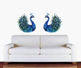 Hetshree decore 76 cm Peacock Couple Wall Sticker & Decal Self Adhesive Sticker