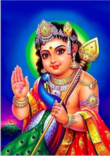 Eltass 30 cm Murugan wall sticker - Lord murugan wall sticker for pooja room Self Adhesive Sticker