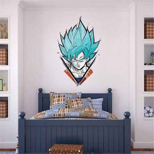 WallWonders 39 cm Artistic Impression " Goku " Multi color Vinly Wall Stickers Size 39X59 Self Adhesive Sticker