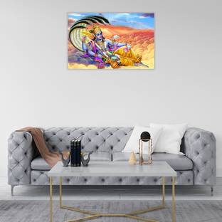 DREAM DECORATION 45 inch Lord Vishnu Poster for Room Bedroom Home office Gym Wall Decor (Size 12X18 Inch) Self Adhesive Sticker