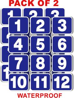 ShubhFly 3.5 inch 1 to 12 Number Sticker Blue Colour Number Size 3x2.5 Inch Waterproof Laminated Self Adhesive Sticker
