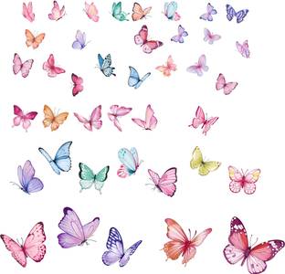 stylishdecor 93 cm decorative multicolor butterflies Self Adhesive Sticker