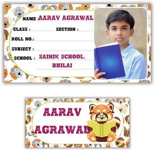 AanyaCentric 10 cm Notebook Name Slip(9.7cm x 5.2cm) and Name Tags(7cm x 3.3cm) Self Adhesive Sticker