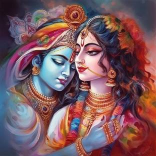 voorkoms 20 cm Radha Krishna Photo Poster Home Décor Wall Art Wall Decoration 8x8 Inch Self Adhesive Sticker