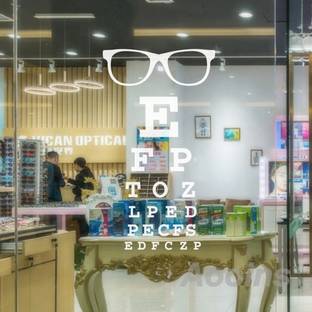 Xskin 56 cm Glasses Eye Chart Letters white Self Adhesive Sticker