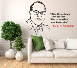 WALLSTICK 45 cm Dr.B.R.ambedkar and Quote wallsticker Self Adhesive Sticker
