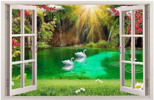AY FASHION 60.96 cm 3D Wall Window Decal Stickers, PVC Self Adhesive Vinyl Wall Poster for Living Room, Hall, Play Room, Bedroom, Kitchen, Office(24 x 36 Inch)_WW0140 Self Adhesive Sticker