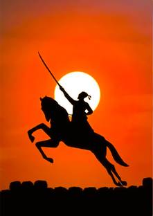 santer 30 cm Shivaji Wall Sticker - Chatrapati Shivaji Maharaj Wall Poster - Glossy 300GSM Glow in the Dark Sticker