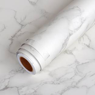 NuWallpaper 500 cm 3D White Marble Design wallpaper for wall,sticker for home,office, Wall Sticker Self Adhesive Sticker