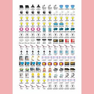 RAIMO 1.5 cm Switch Sticker For Electric Board Appliances Including 35 Designs Self Adhesive Sticker