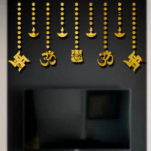 wall1ders 3 cm Ganesha combo 100 Dots Golden Self Adhesive Sticker