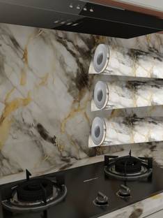 Onbet 200 cm Self Adhesive Glossy Marble Foil Waterproof Sticker For Kitchen And Home Self Adhesive Sticker
