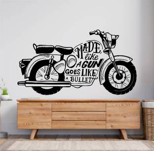 Azan Creation 101.6 cm Royal Enfield Bike Wall Sticker for Bedroom Size - 101X55 CM Self Adhesive Sticker