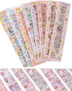 WHITE POPCORN 15 cm Cute Cartoon Theme Kawaii Stickers-20 Pet Sheets Cute Washi Stickers For Project Removable Sticker