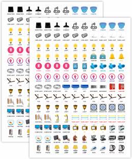 RSB HUB 1.5 cm SWITCH STICKER CLEAR A5 FOR ELECTRIC BOARD INCLUDING 29 DESIGN TOTAL 130 STICKER Self Adhesive Sticker