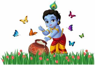 Large 35" Kanha ji Laddu Gopal Self Adhesive Best Quality Printed Poster kANHAJI 02 Paper Print