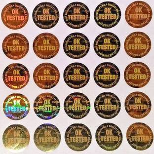 sehgal 1 inch Holograms Golden Stickers Round Shape Ok Tested 1 inch (25 mm) 180 Stickers Self Adhesive Sticker