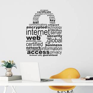 SnappyVinyl 70 cm Cyber Security Wall Sticker PVC Vinyl Self Adhesive Sticker