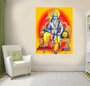Archi Graphics Studio 56 cm decorative wallpaper/poster of shree Ram (pvc vinyl multicolor wall sticker) Self Adhesive Sticker