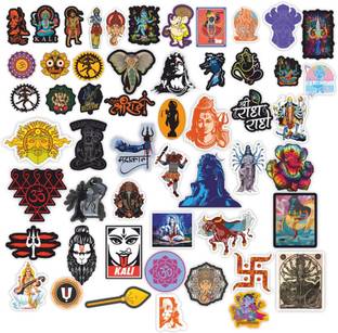 Yuckquee 4 cm Gods Bhagwan ji Stickers - 53 PCS Stickers for Laptops etc 2 x 3 x 1 cms Reusable Sticker