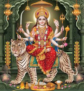 RKDECOR 36 inch Maa Durga Religious Sticker Poster for Home & Office, 24x36 In Self Adhesive Sticker