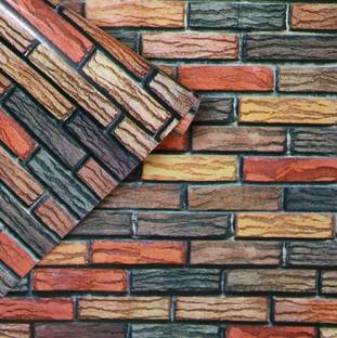 NuWallpaper 2000 cm Red 3D Brick Wall Papers for Wall, Wall sticker for Bedroom, Living Room Self Adhesive Sticker