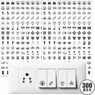 Stikor 1.5 cm Transparent Switch ID Stickers for Switch Boards, 52 Designs, Self Adhesive Sticker