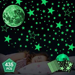 wonderful creation 17.78 cm Radium Star Glow in The Dark Radium Night Wall Stickers (5 Sheet of Stickers) Glow in the Dark Sticker