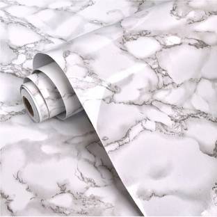 Flipkart SmartBuy 60 cm White marble with Black Design Wallpaper ( 200 CM X 60 CM ) Self Adhesive Sticker