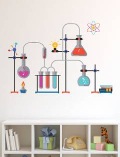Wallzone 100 cm Science Lap Multi Pvc Vinyl Wallsticker For Decorations Self Adhesive Sticker
