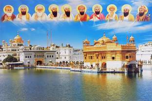 Zrintly 91 cm Golden-Temple (Posters-36Inch X 24Inch) Self Adhesive Sticker