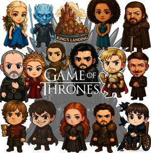 KraftCrate 6 cm Game of Thrones Inspired TV Series Stickers|Waterproof & Resin Coated material| Self Adhesive Sticker