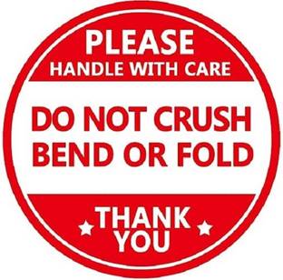 BlackDreams 5 cm Handle with Care do not Crush Bend or fold 2 inch Round Labels (500) Self Adhesive Sticker