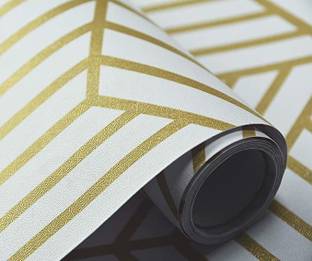 Flipkart SmartBuy 200 cm Designer golden lines Wallpaper(200CM X45CM) Self Adhesive Sticker