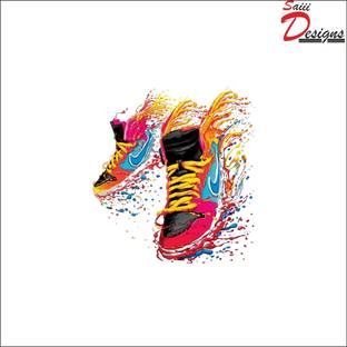 Saiii Designs 50 cm Shoes Wall Sticker to add life to your Walls (Medium) Self Adhesive Sticker