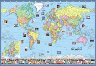 WORLD MAP POSTER (100x70 cm) 40''x28" inch Paper Print