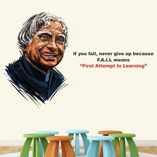 Decor hubb 55 cm Apj-Abdul-Kalam-Fail-First Attempt in Learning-Office-Inspirational-Motivational-Quotes-Wall Sticker(PVC Vinyl - 100cm X 65 cm) Self Adhesive Sticker